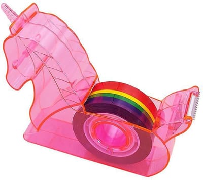 Schattige Eenhoorn Tape Dispenser voor Bureau, Mini Washi Tape Houder met Regenboog Navulling, Perfect voor Kinderen en Kantoorbenodigdheden