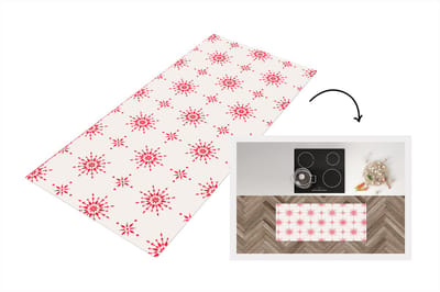 Keukenloper - Loper keuken - Sterren - Rood - Winter - Kerst - Patronen - 120x50 cm - Keukenloper vinyl