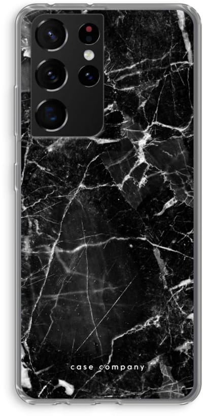 Case Company® - Hoesje geschikt voor Samsung Galaxy S21 Ultra hoesje - Zwart Marmer - Soft Cover Telefoonhoesje - Bescherming aan alle Kanten en Schermrand