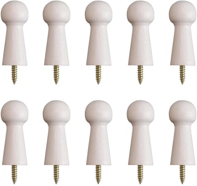 Dailygoods- Kapstokhaken 10 Stuks - Houten Haken - Schroefbare Hoedhaak - Decoratieve Wandhaken - Natuurlijk Hout - Lengte 40 mm