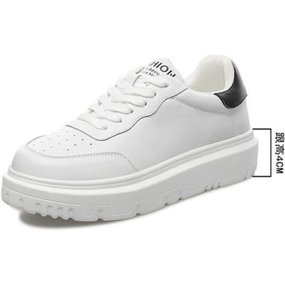 Damesschoenen Lente Flats Basis Witte Schoenen Biscuit Schoenen Dikke Zool Casual Schoenen Mode Splitleder Sneakers 35 white