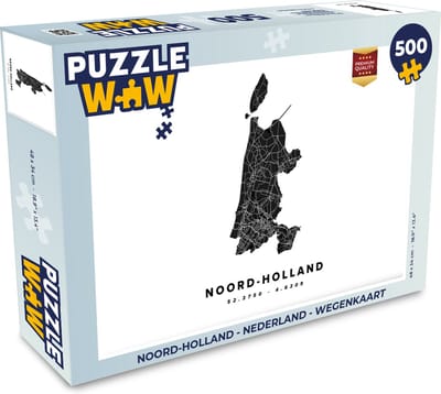 Puzzel Noord-Holland - Nederland - Wegenkaart - Legpuzzel - Puzzel 500 stukjes