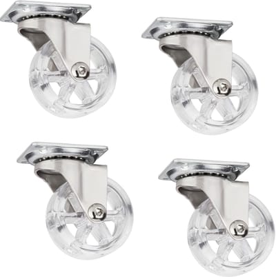 Decoratieve Meubelwielen - Design Zwenkwielen - Meubels Verplaatsen - Vloervriendelijk Polyurethaan - Ø 50 mm Hoogte 64 mm - Transparant
