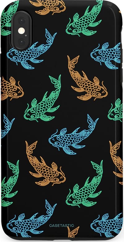 Casetastic hoesje geschikt voor Apple iPhone XS Max - Dubbellaagse bescherming - Neon Koi - Fashion Case - Zwart Petrol Donkergroen Bruin