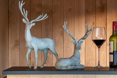 J-Line decoratie Hert Liggend - polyresin - grijsblauw