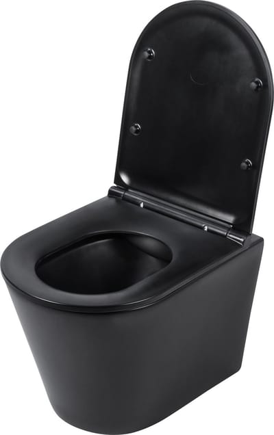 Wandtoilet Differnz Met PK Uitgang Rimless Inclusief Toiletbril Mat Zwart