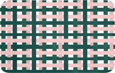 Badmat 80x50 cm - Antislip - Vlechtpatroon - Groen - Roze - Grafisch - Badmatten voor badkamer - Badkamermat - Douchemat - Badkamer mat