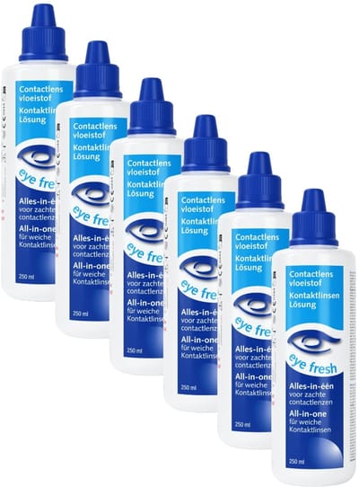 Eye Fresh 6 x 250 ml - Alles-in-één Lenzenvloeistof voor zachte contactlenzen - Voordeelverpakking