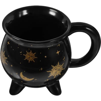 Tasse à café chaudron - Tasse en céramique de 350 ml pour Halloween, Cadeau de fête vintage et Décoration de maison - Pour les passionnés d'Halloween et les amateurs de décoration intérieure 350ml black