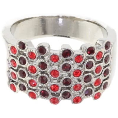 Behave - Ring - Klassieke Zilverkleurige Ring met Rode Kristallen – Elegant & Tijdloos - 17mm