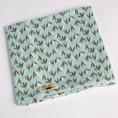 Oogappel Blaadjes Zilver Ledikantlaken 120x150 cm-Mint Groen-Wit