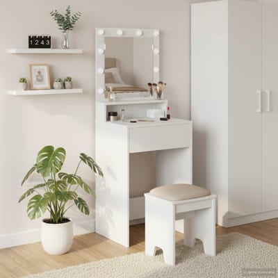 vidaXL - Kaptafel - Wit - 50 - x - 41 - x - 135 - cm - Bewerkt - hout
