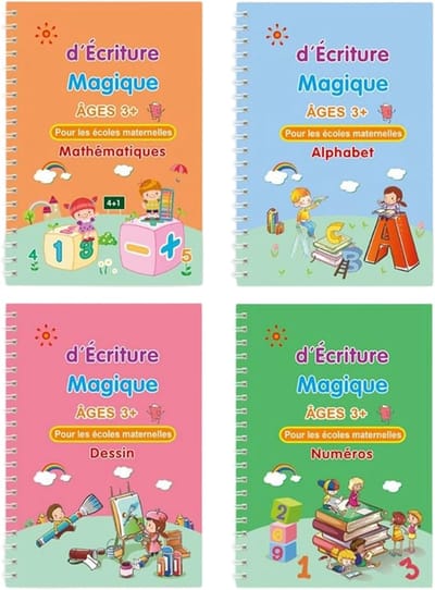Schrijfschrift Groeven - Oefenboek Leren - Kinderen Schrijven - Herbruikbaar Interactief Leren - 13x19 cm