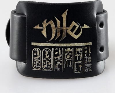 Nile - Logo & Hieroglyphs - Leren Polsband