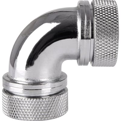 Thermaltake Pacific G1/4 PETG Tube 90-Degree Dual Compression 16mm OD – Chrome Waterkoelinghoekverbinder