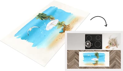 Keukenloper - Loper keuken - Strandstoel - Parasol - Vogel - Palm - 120x60 cm - Keukenloper vinyl
