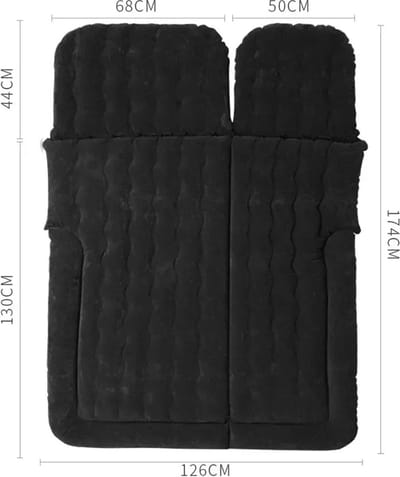 Vostara - Auto Opblaasbaar Luchtbed - Airmatras - Opblaasbaar Bed - Auto Reis - Zwart - PVC en Flocking - 174x126CM