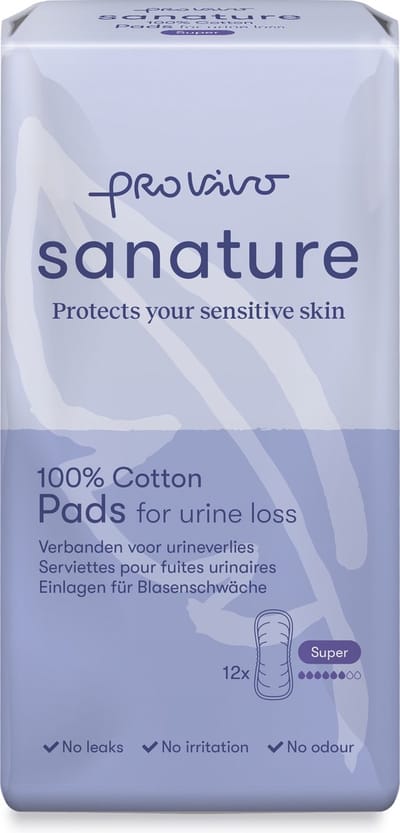 Sanature Pro Vivo 100% katoenen - Incontinentie verband Super - 6 x 12 stuks - Natuurlijk & voor de gevoelige huid