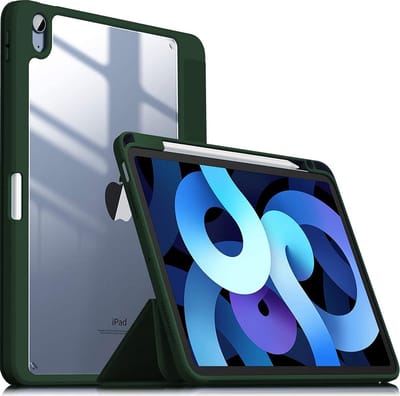 HB Hoes Geschikt voor Apple iPad Air 2022 & Apple iPad Air 2020 (10.9 inch) Donker Groen - Shockproof Tri Fold Tablet Case - Smart Cover