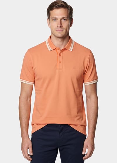 Bos Bright Blue Scotland blue polo heren brick polo plain contrast col spe25108br06sb/530 sunset