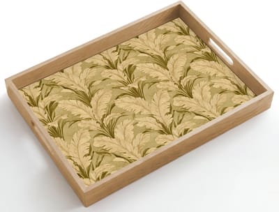 Dienblad hout 50x35 cm - Schootdienblad - Palmbladeren - Klassiek - Groen - Borrelplank rechthoek - Plateau dienbladen