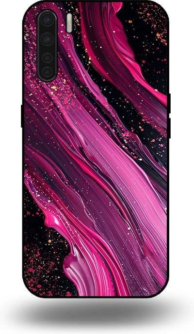 Smartphonica Telefoonhoesje geschikt voor OPPO A91 met marmer opdruk - TPU backcover case marble design - Paars Roze geschikt voor Oppo A91