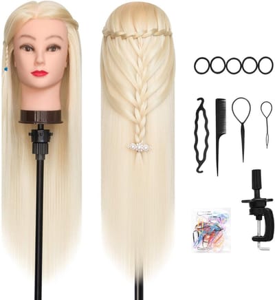 ZRSS® Kappershoofd Oefenhoofd - Kaphoofd - Kapperspop Professioneel - Zacht Haar - Met Steun + Accesoires