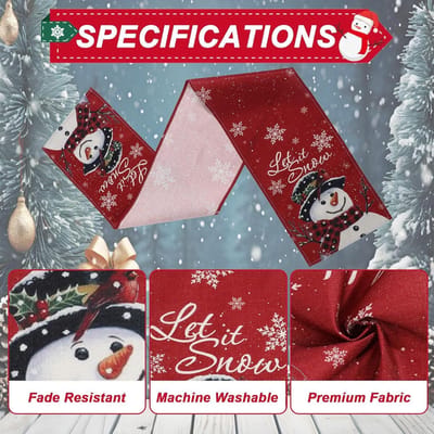 Tafelloper voor winter Kerstmis - sneeuwpop en sneeuwvlok motief - kerst tafeldecoratie (33 x 180 cm)