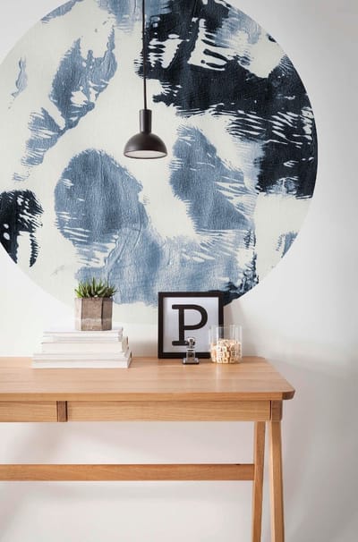 Fotobehang - Arty Blue 125x125cm - Rond - Vliesbehang - Zelfklevend