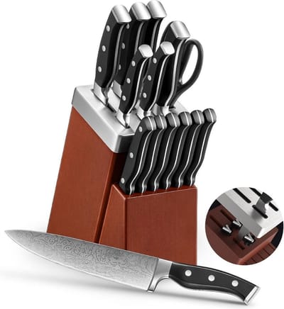 ApexArte® Messenset met Blok - Messensets met Messenblok - Koksmes - Keukenmessen Set - Super Scherp