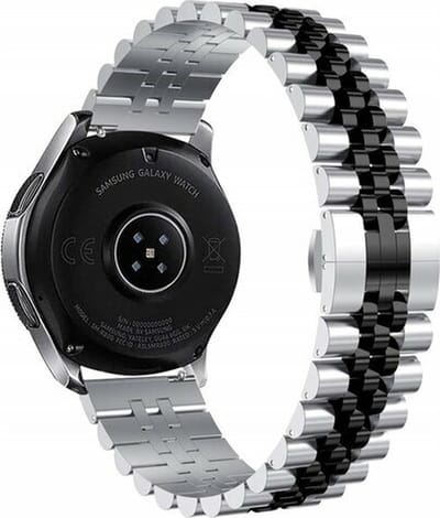 By Qubix - Geschikt voor Garmin bandje - Stalen band - Zilver / zwart - Geschikt voor Garmin Vivoactive 6 / 5 / 3 - Smartwatch bandje 20mm