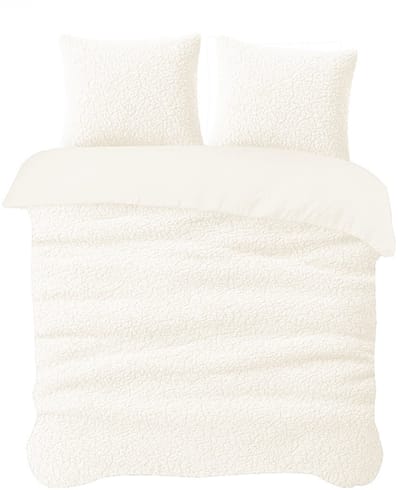 iSleep Dekbedovertrek Teddy - Eenpersoons - 140x200/220 cm - Creme