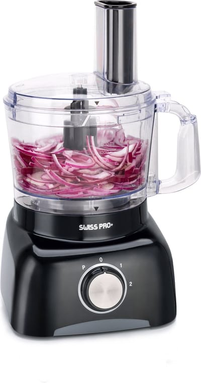 Swiss Pro+ | Krachtige SP800 Retro Foodprocessor - 1.2 Liter - 13 Delig | Inclusief accessoires | Super Black