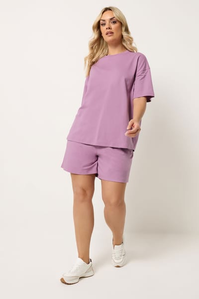 Yours Set Paars Sweatshirt En Korte Broek Size 54-56