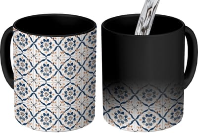 Magische Mok - Foto op Warmte Mokken - Koffiemok - Bladvorm - Patroon - Kleurrijk - Magic Mok - Beker - 350 ML - Theemok