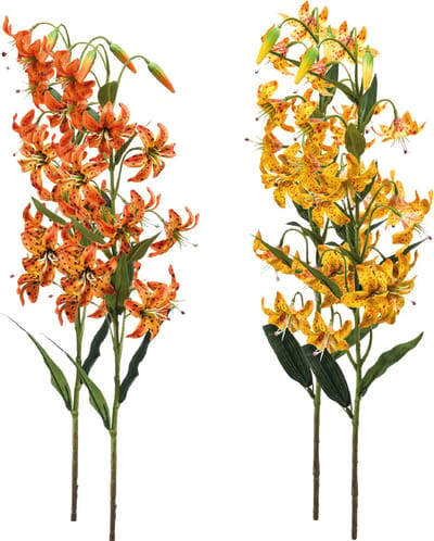 Emerald - Kunstbloem Lelie 80cm Oranje - Set van 4 - Kunstplant voor binnen