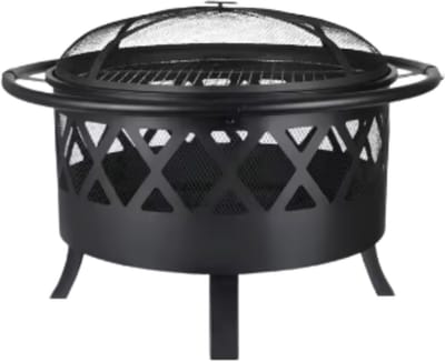 Vuurkorf Tavien met grillrooster - Tuinbarbecue - Vuurschaal - Terrashaard - Rookbarbecue - Voor Buiten BBQ - Voor tuin, terras en winterverwarming - Retro tuinhaard inclusief poker- en houtskoolrooster - Vuurplaats met vonkbescherming - Ø81 cm