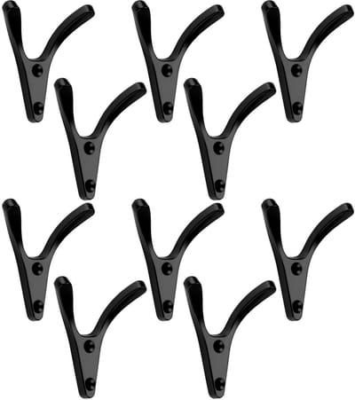 SOTECH 10 stuks Dubbele haken VOLT zwart mat 77 x 68 x 30 mm jashaken uit de BlackLine collectie