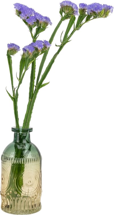 QUVIO Glazen vaas / Vaasje / Vaas glas / vaasjes - 6 x 13 cm (dxh) - Geel/Blauw