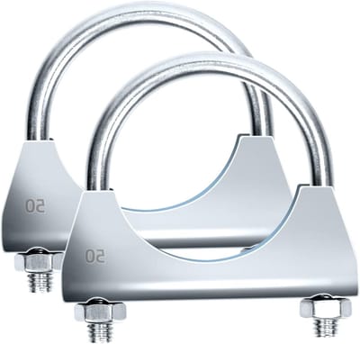2 Stuks 50mm (2 inch) U Klemmen voor Uitlaat, Universele Heavy Duty U Bouten voor Uitlaatpijpen, Bochten en Pijpafdichtingen