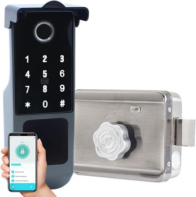 Smart Randdeurslot - Digitaal Toegangscontrole - Waterdicht Buiten - 5-in-1 Ontgrendelen - 16.6 x 3.5 x 5.8 cm - zwart