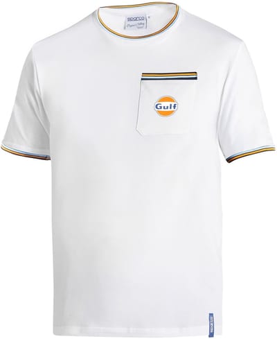 Sparco Gulf Gulf Pocket T-Shirt - Wit/Marineblauw — XL