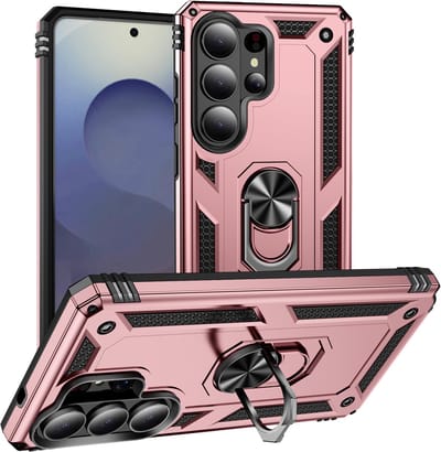 Hoesje Geschikt voor Samsung Galaxy S26 Ultra hoesje Rose Goud - Hybrid Armor Anti-Shock hoesje - Galaxy S26 Ultra 5G Hoesje kickstand Ring houder cover TPU backcover hoesje