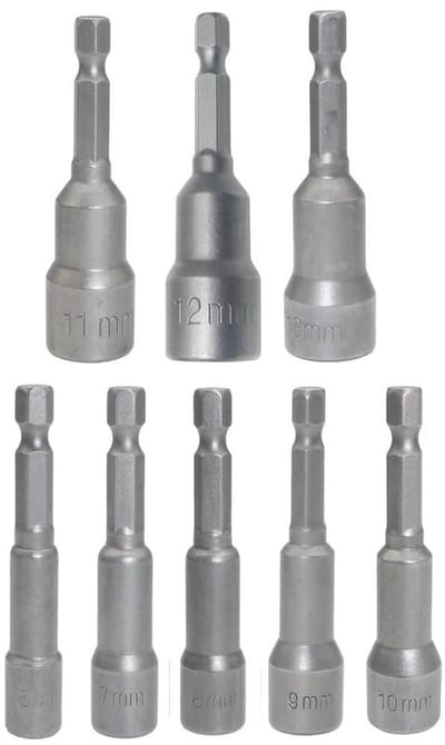 Allecto - Dopsleutelinzetstukken - 8 stuks - Magnetisch - 6-13 mm - Geschikt voor diverse schroevendraaiers - Handig voor klussen