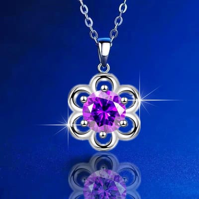 Moissanite Zircon Zonnebloem Hanger Ketting Accessoires Dames Niche Mode Sleutelbeen Ketting Sieraden blue