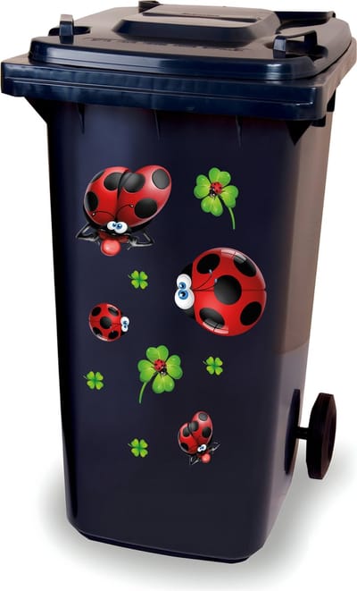 Stickervel - Lieveheersbeestjes & Klavertjes vier - raamsticker - kliko sticker - container sticker - afvalbak stickers - vuilnisbak - CoverArt