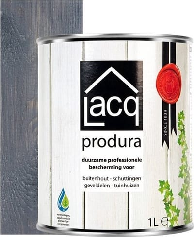 Lacq Produra Buitenbeits Transparant - 1 L - Antraciet - Beits - Houtverzorging - Buitenhout - Verf