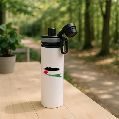 Hacebo® - Palestina vlag waterfles met draaidop grijs - Palestina - mensen die liefde willen geven aan Palestina - degene die van Palestina houden - supporten - oorlog - verjaardagscadeautje - gift - geschenk - kado - water fles - 850ML