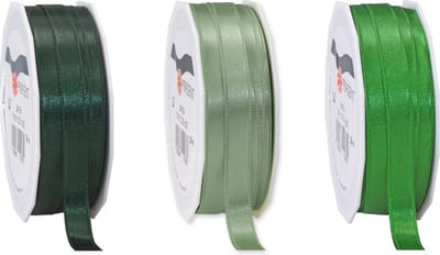 Glorex hobby - Satijn cadeau inpak deco sierlint - 3 tinten groen - 25 meter x 1 cm