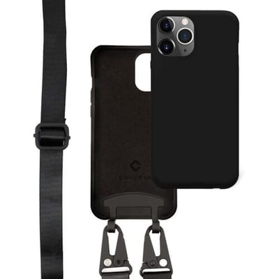 Coverzs telefoonhoesje geschikt voor iPhone 11 Pro hoesje - silicone hoesje met koord - telefoonkoord - telefoonketting - optimale bescherming - zwart